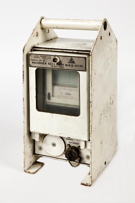 Methane recorder photographed 3/4 view on a white background.