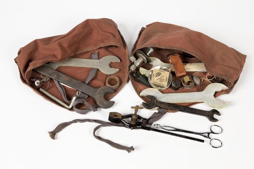 Mine technician's tools..Photographed on a white background.