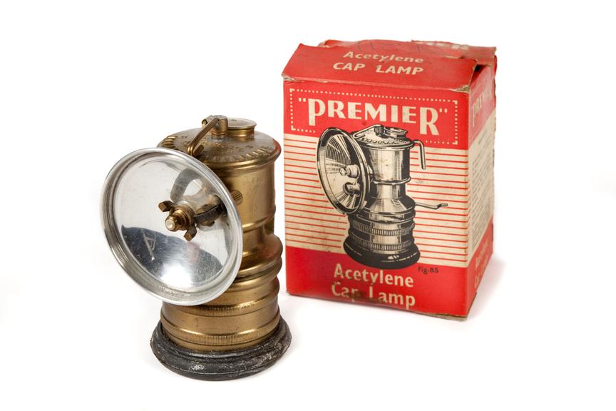 Acetylene car lamp, coal mining use.