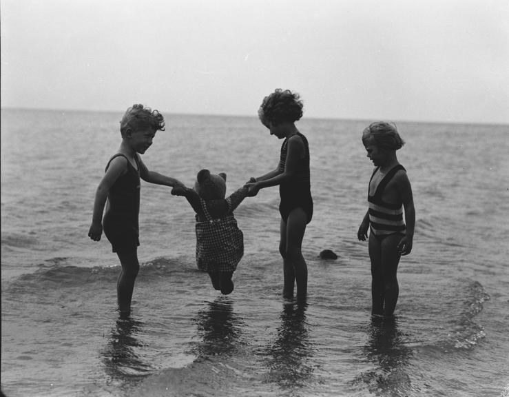 Children playing in the sea