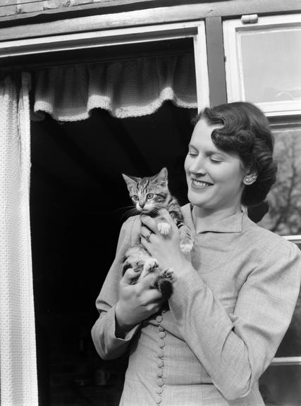 Woman holding a kitten