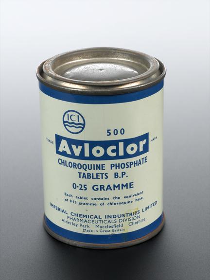 Tin of 500 anti-malaria tablets