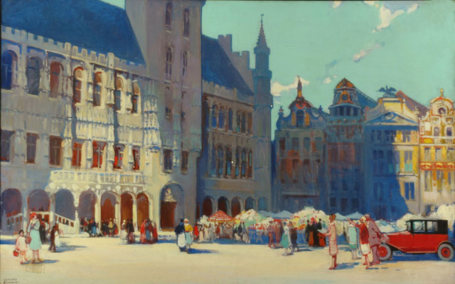 Brussels - The Grand Place (painting; oil painting; poster artwork)