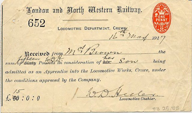 London & North Western Railway receipt (receipt)