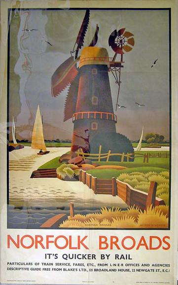 It's Quicker by Rail - Norfolk Broads (poster)