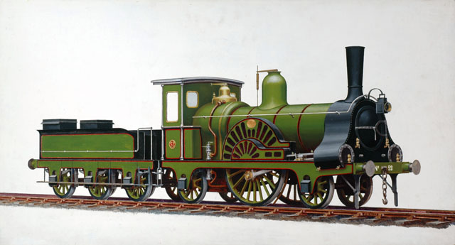 GER 2-2-2 locomotive no 52 by robert sinclair (painting; oil painting)