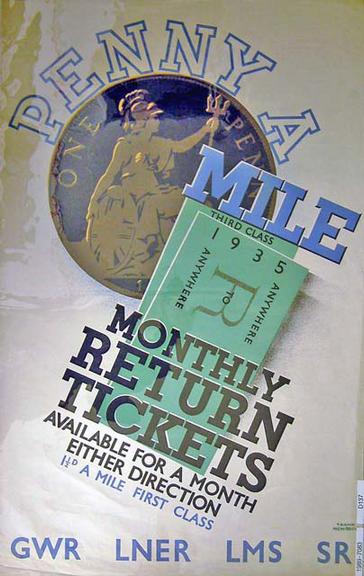 LNER/LMS/GWR/SR. Penny a Mile - Monthly Returns (poster)