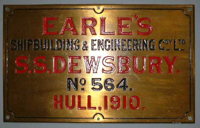 SS Dewsbury worksplate