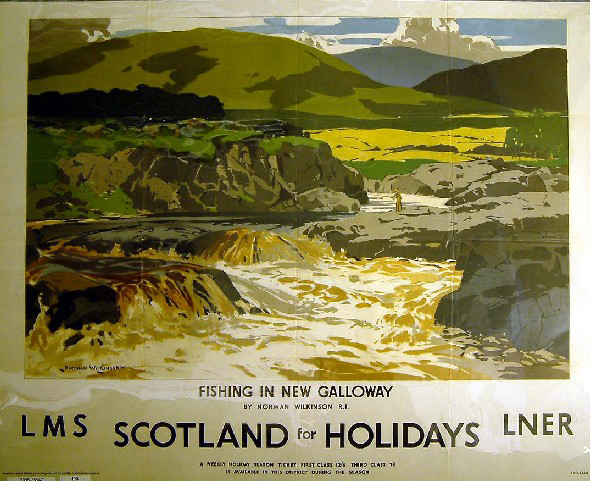 Scotland for holidays - fishing in New Galloway (poster)