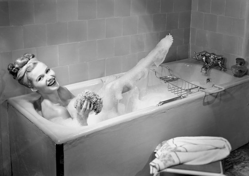 Woman having a bubble bath