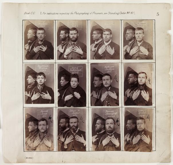 Portraits of prisoners
    A page from an album of criminal