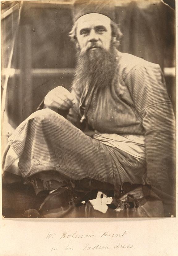 W Holman Hunt in his Eastern dress
    A photographic portrait of