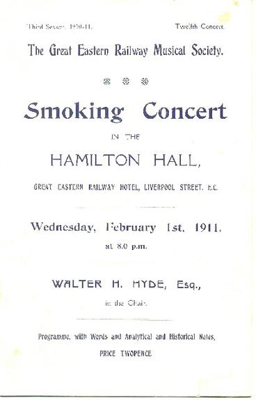 The Great Eastern Railway musical society smoking concert (programme)