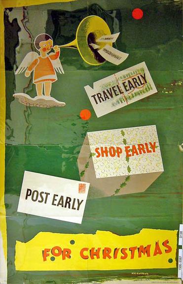 Travel Early, Shop Early, Post Early for Christmas (poster)