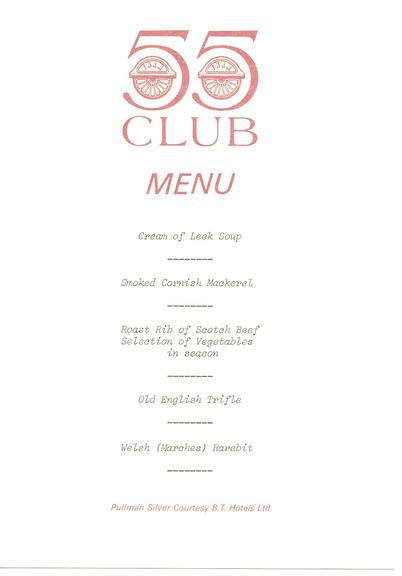 55 Club Menu