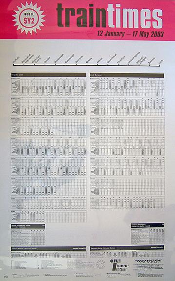 Train Times (timetable poster)