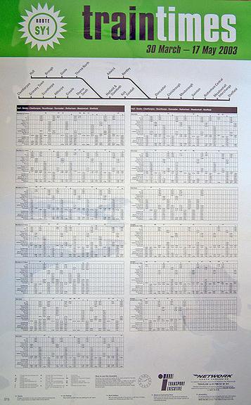 Train Times (timetable poster)