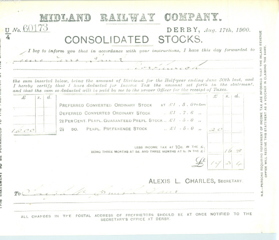 Midland Railway Company Consolidated Stocks