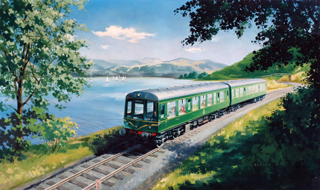 Diesel Trains - A Diesel Train on the Shore of Bassenthwaite Lake, near ...
