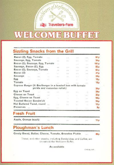 100 years of refreshment travellers fare welcome buffet
