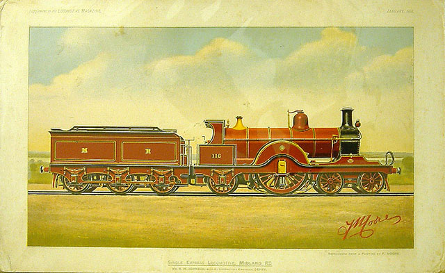 Midland Railway Single Express Locomotive 4-2-2 No. 116 (print)