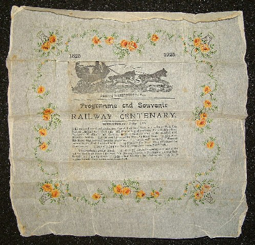 programme and souvenir of railway centenary (paper napkin)