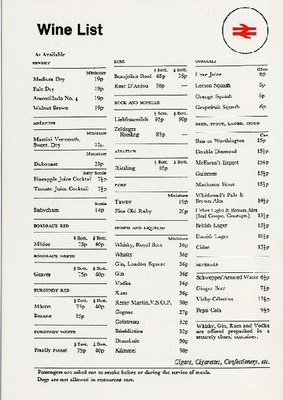 tariff (tariff card)