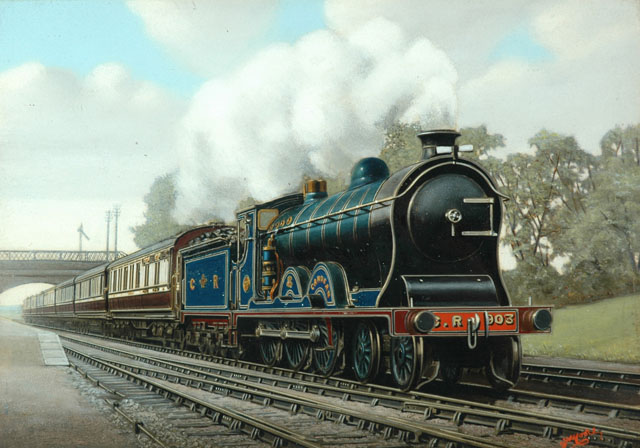 Caledonian Railway 4-6-0 No. 903 'Cardean' (painting; painted photograph)