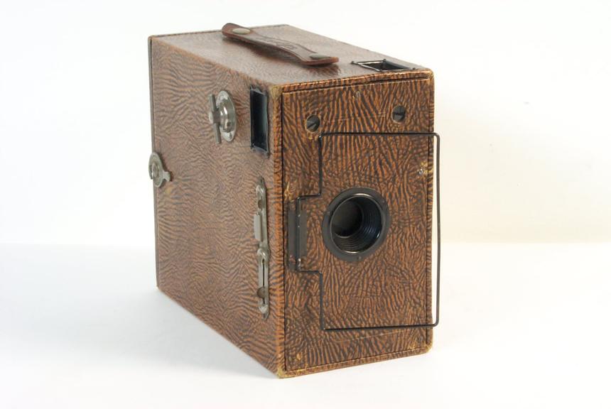 Box Ensign camera 2 ½ model
    covered in brown-grained