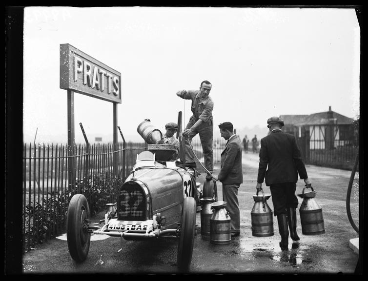 Motor racing at Brooklands
    A photograph of a Bugatti racing