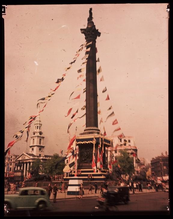 Trafalgar Square
    A Dufaycolor colour transparency of Trafalgar