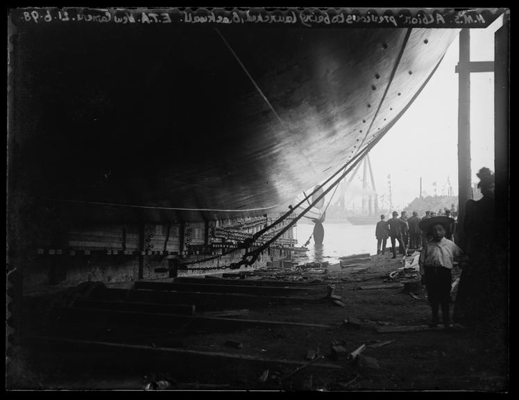 'HMS Albion Previous To Being Launched, Blackwall'