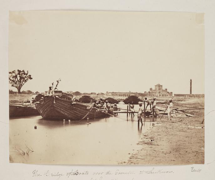 'The Bridge of Boats Over the Goomtee at Lucknow'
    A photograph