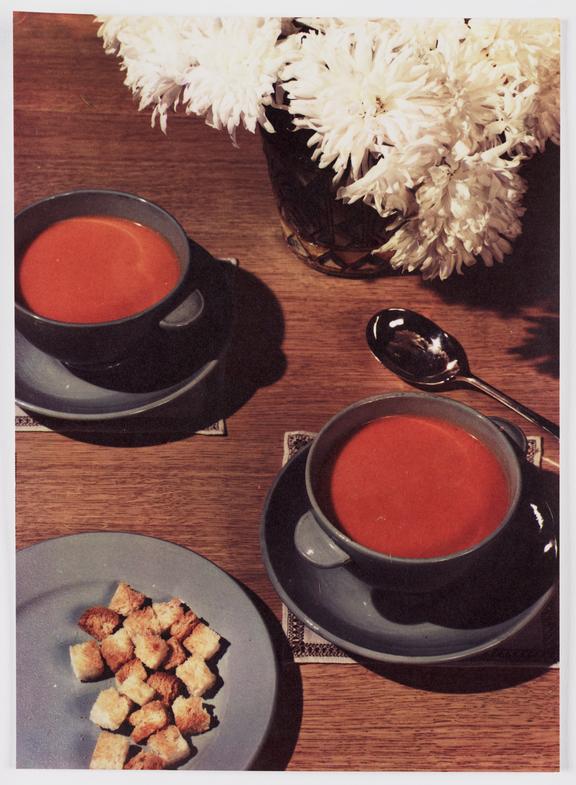 Two bowls of soup
    A Dye Transfer colour photograph of two