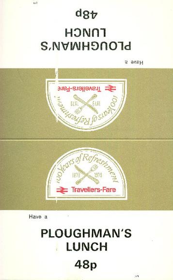 100 years of refreshment travellers fare have a ploughman's lunch (display card)