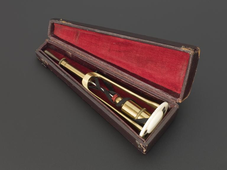 Combined percussor and pleximeter, in case, Sibson type