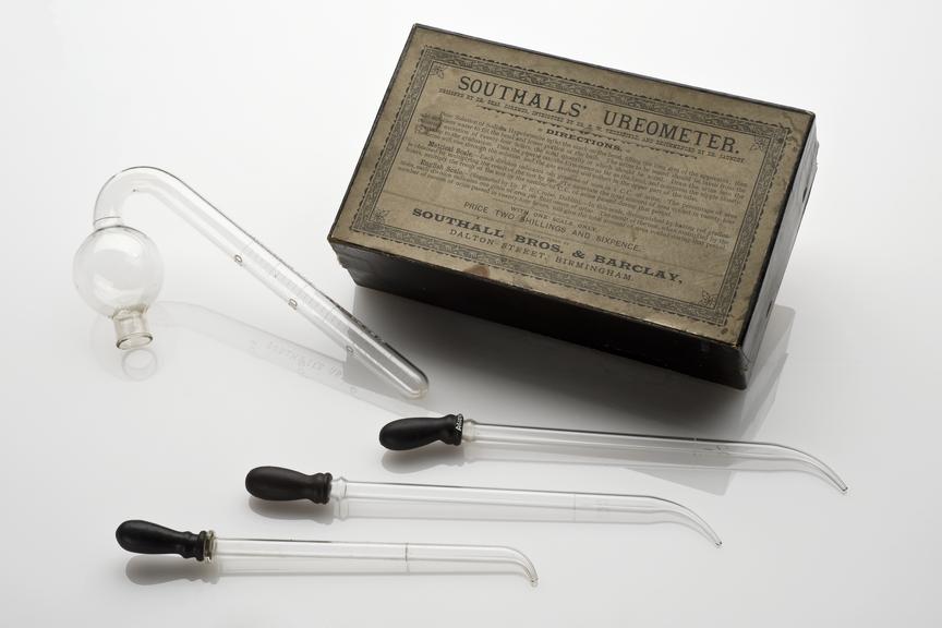 Southalls' ureometer, in cardboard box, by Southall Bros