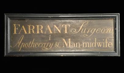 Midwife surgeon-apothecary's signboard, England, 1701-1800