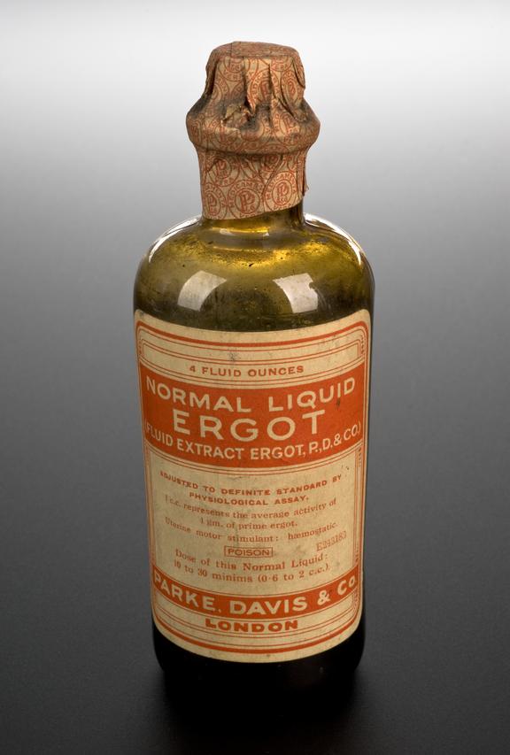 Bottle of ergot extract, by Parke, Davis and Co., London