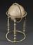 Arabic celestial globe with meridian and equator on brass stand