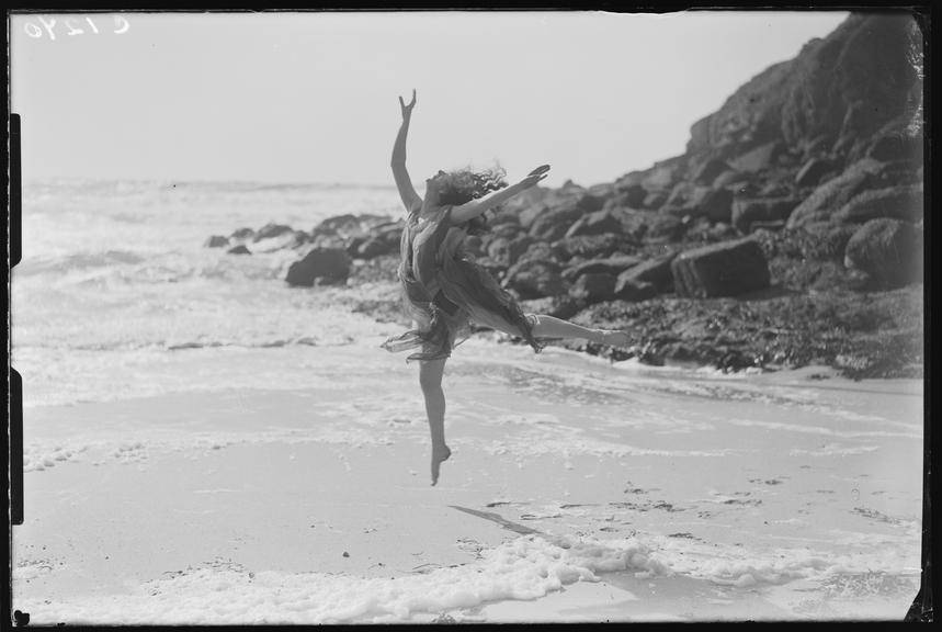 'Miss Phyllis Fildes dancing on the beach, Porthgwarra