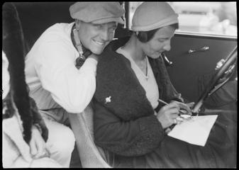 Manfred von Brauchitsch and female timekeeper