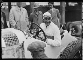 Hans Stuck in a Mercedes-Benz SSK racing car