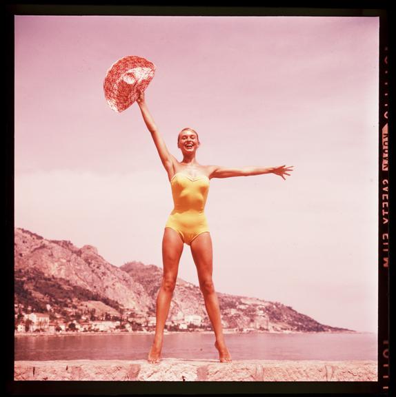 Woman in a yellow swimsuit