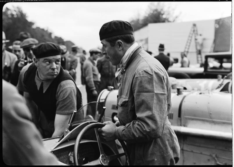 Pierre Veyron (right) talking to Robert Aumaitre, Berlin