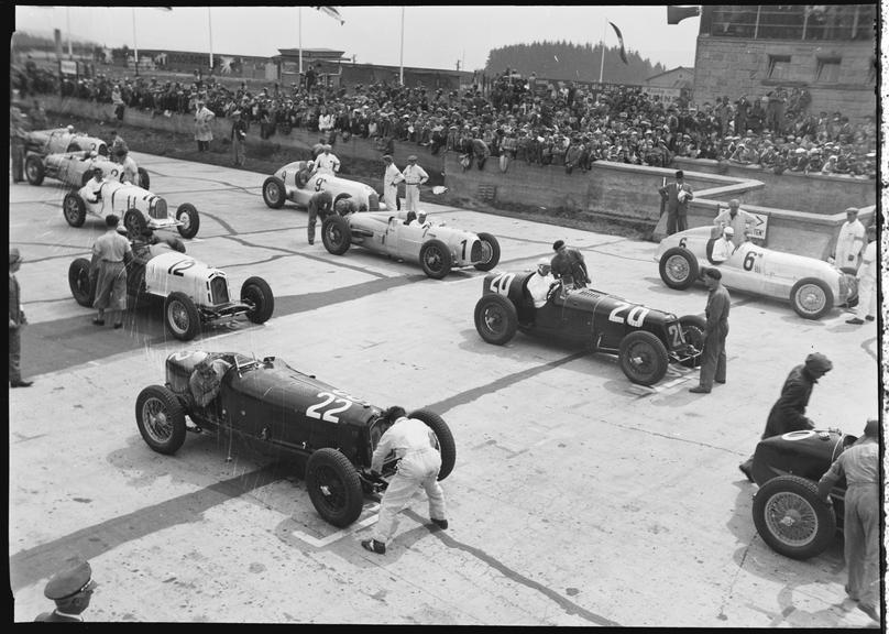 Racing cars on starting grid, German Grand Prix, Nurburgring