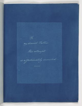 Dedication Page From 'Photographs of British Algae: Cyanotype Impressions'