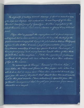 Introduction Page From 'Photographs of British Algae: Cyanotype Impressions'