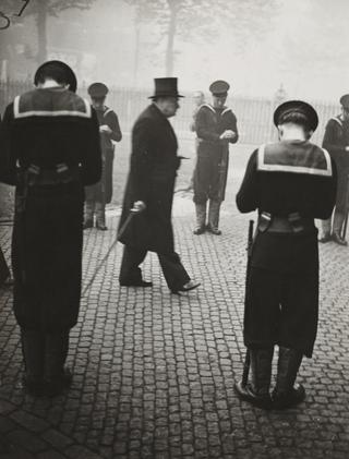 Winston Churchill at the funeral of Dudley Pound