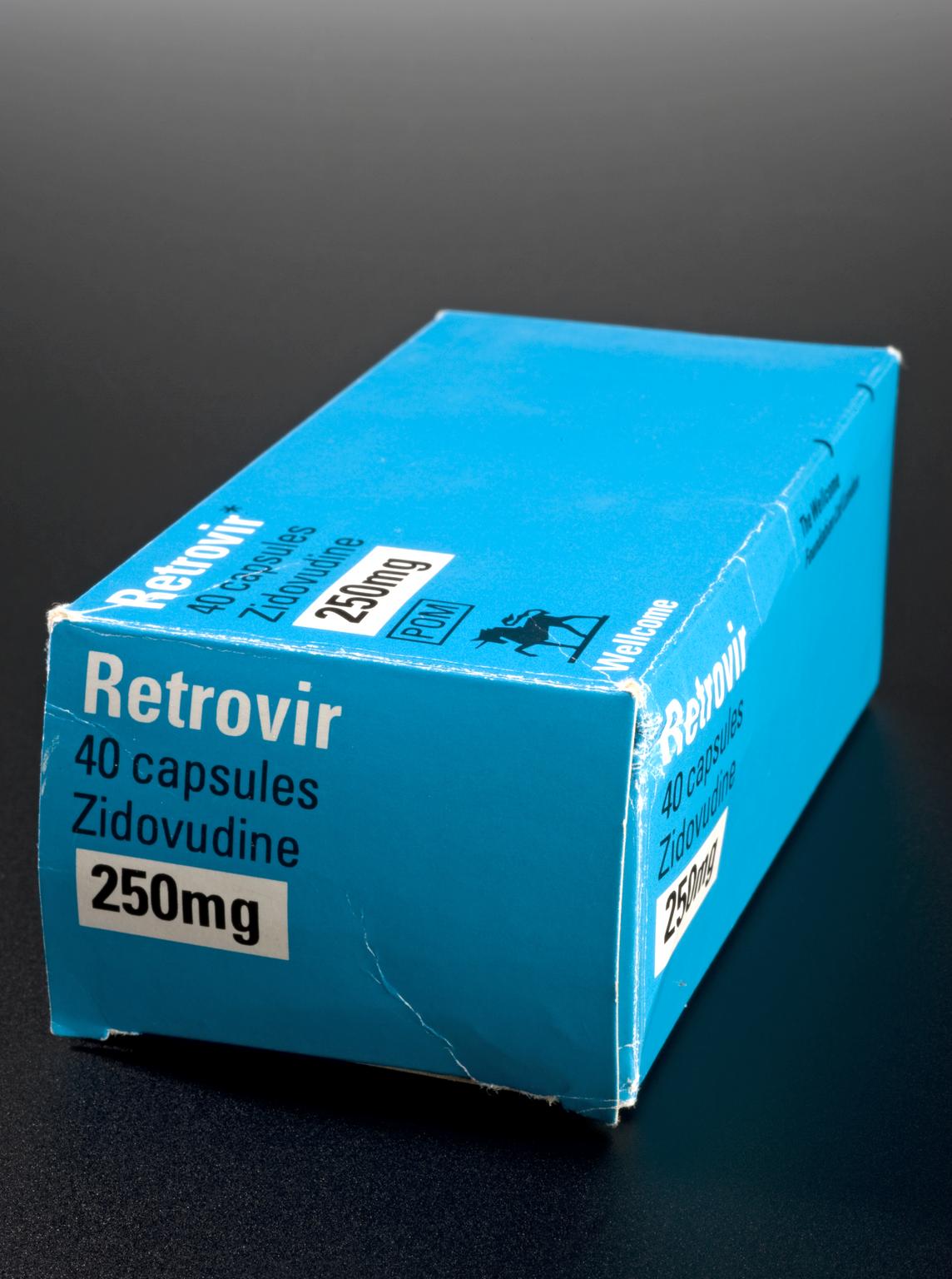 Carton of Retrovir, AZT, England, 1992-1993